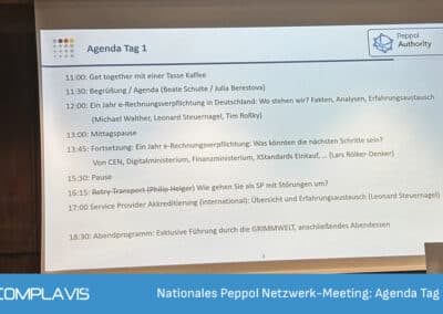 Peppol Netzwerk Treffen Agenda Tag 1
